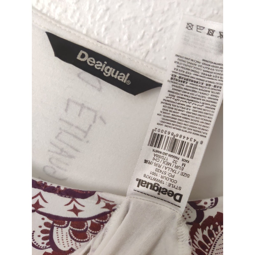 3/$20 Desigual Kassandra White & Red Floral Asymmetrical Long Sleeve Blouse M - Picture 8 of 8